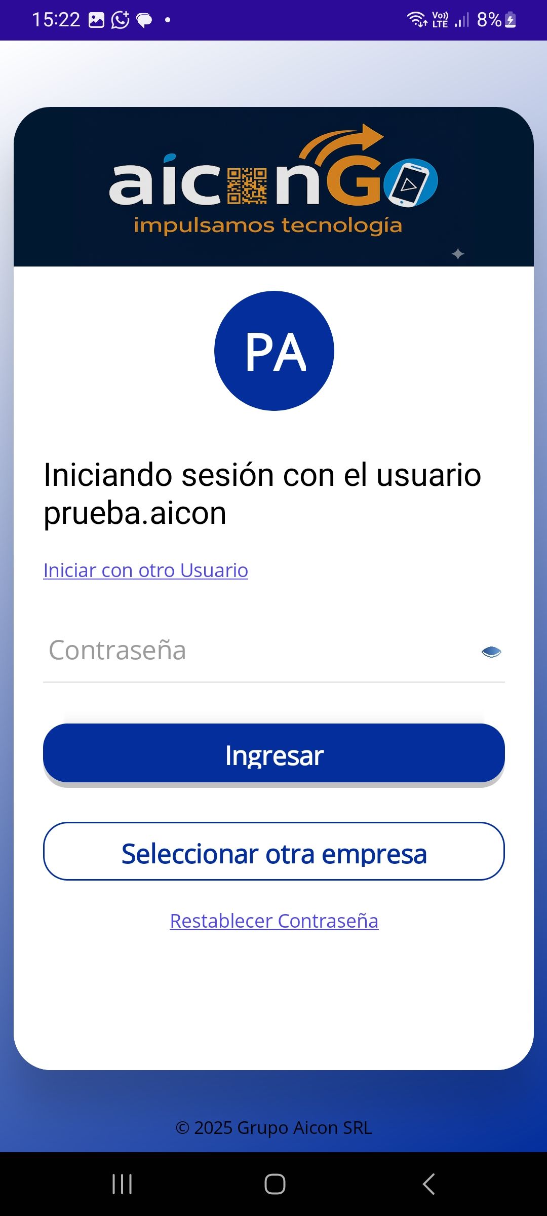 AiconGO - Pantalla de bienvenida